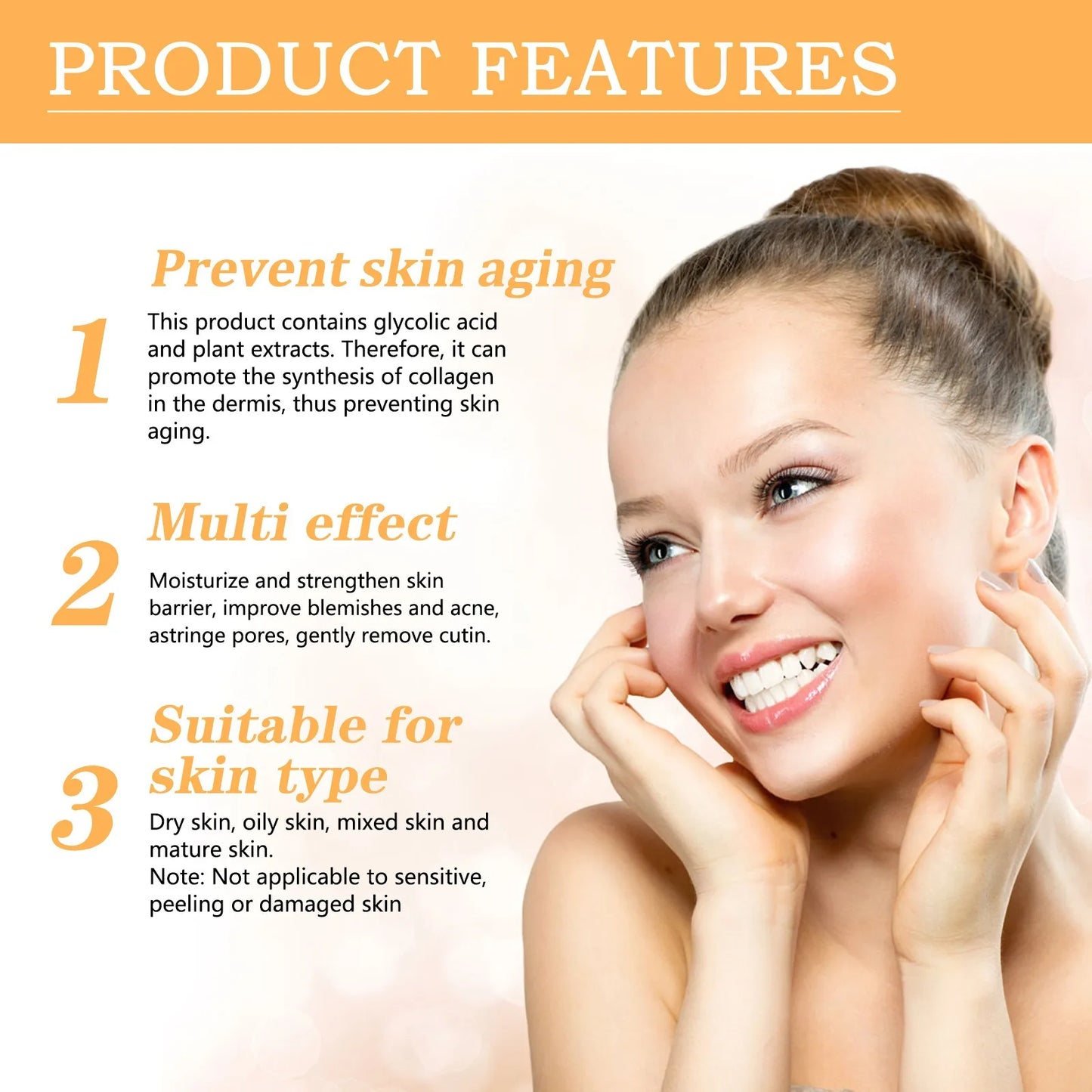 100ml Glycolic Acid Toning Solution Ordinary Acne Remover Lifting Firming Wrinkles Glowing Facial Care Gift Glycolic Acid Toner