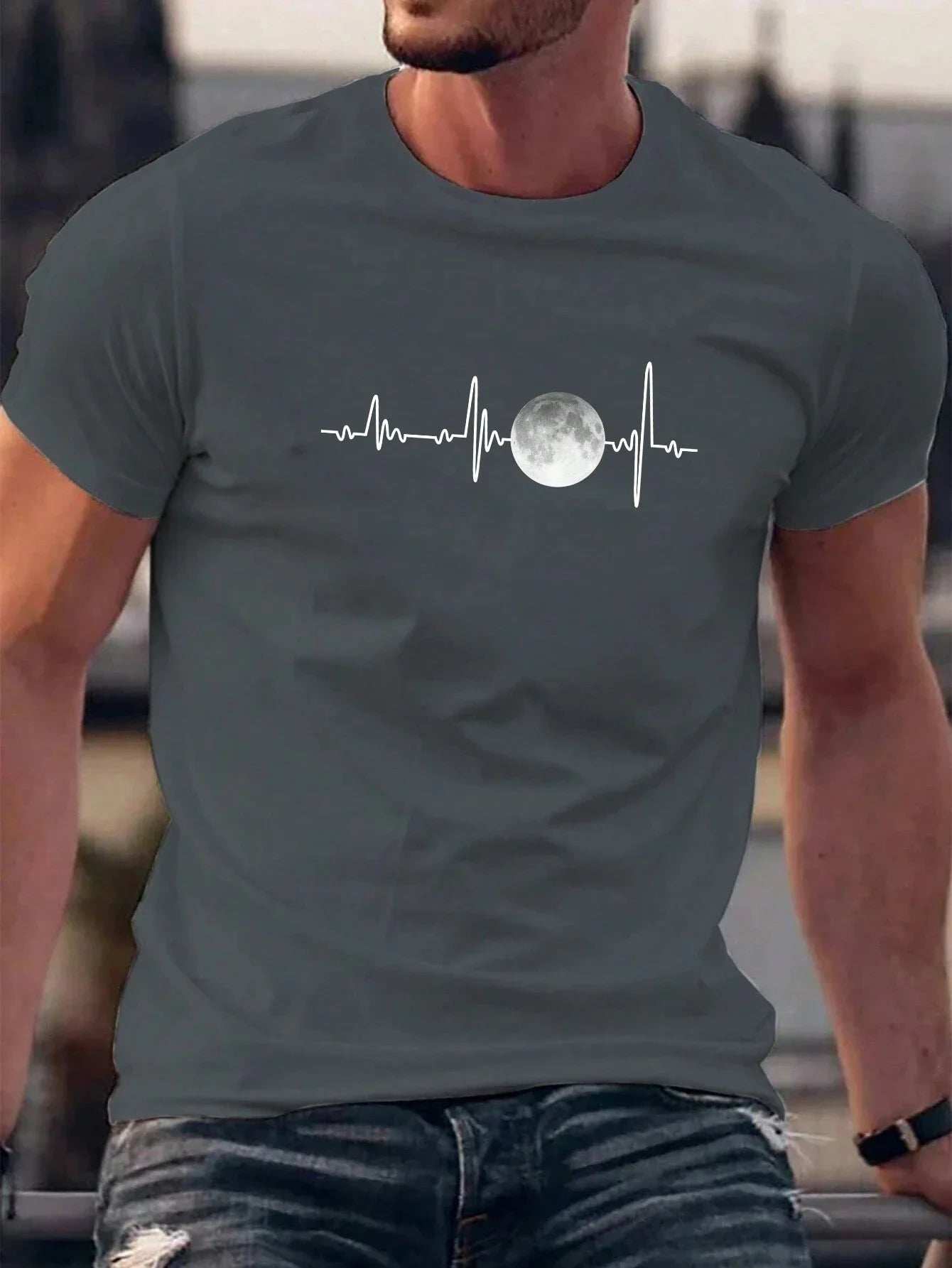 Moon Men Cotton T-shirt Luxury Brand Fashion Big Size Top Casual Short Sleeve Streetwear Classic Print New Arrival Tee S-4XL