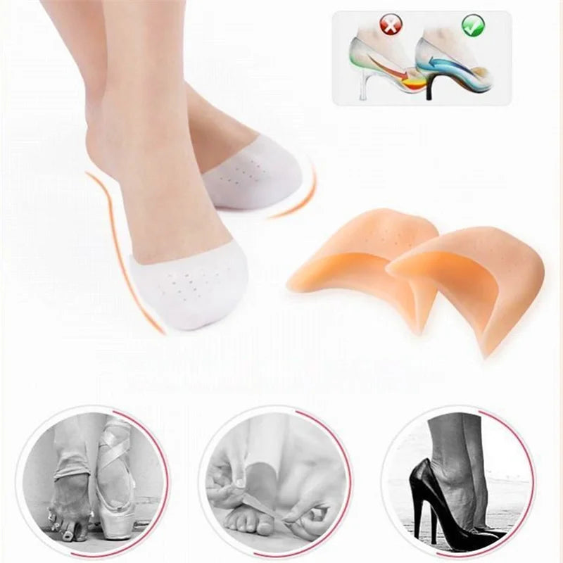 Silicone Toe protection Forefoot Pads Insoles Comfortable Shoe Pad Pain Relief Silicone Non-slip Shoe Insole for Women Foot Care