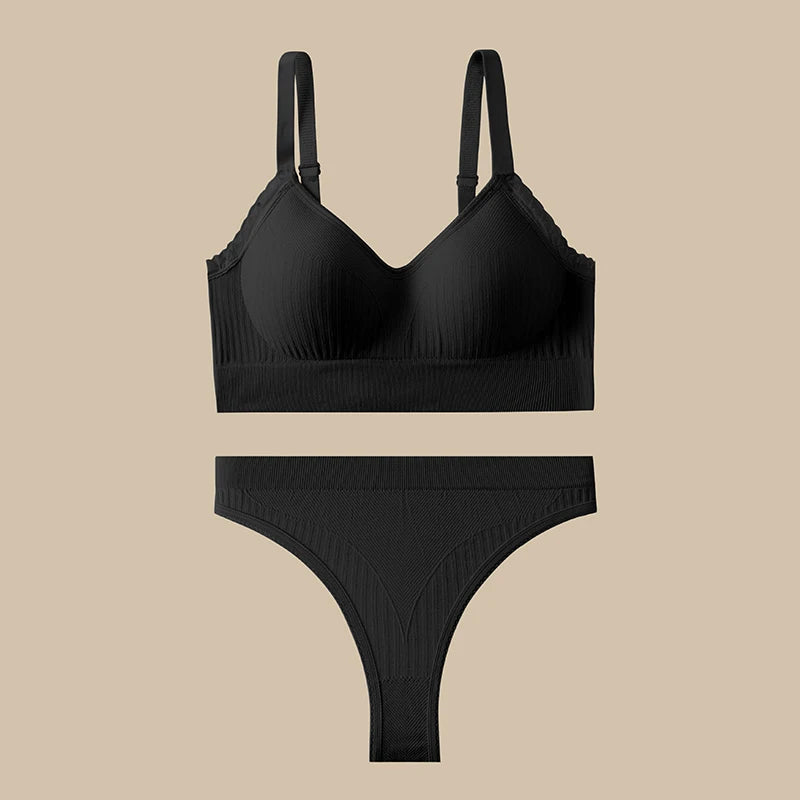 Women Sexy Lingerie Set Push Up Bras Set Solid Underwire Bra Everyday Underwear Panty Set