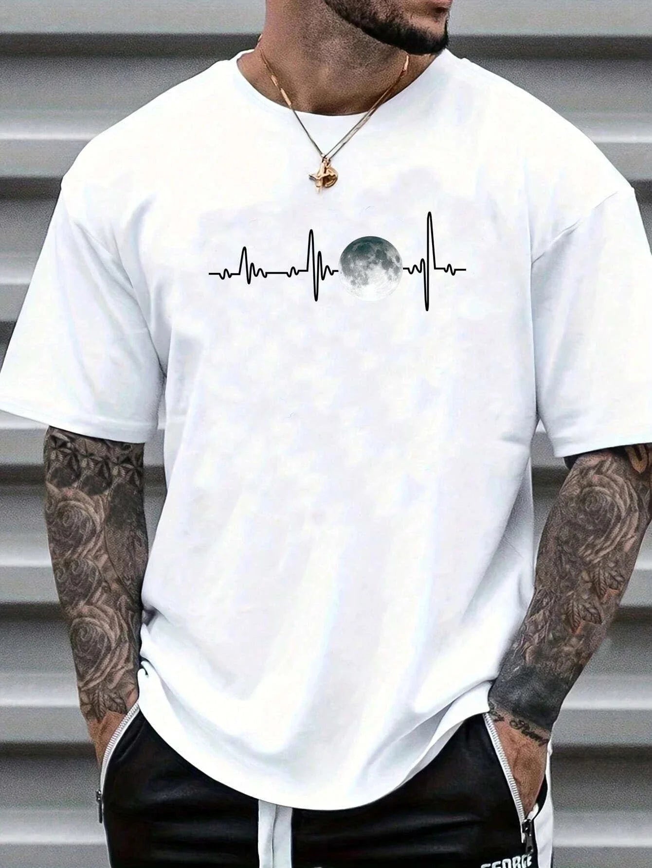 Moon Men Cotton T-shirt Luxury Brand Fashion Big Size Top Casual Short Sleeve Streetwear Classic Print New Arrival Tee S-4XL