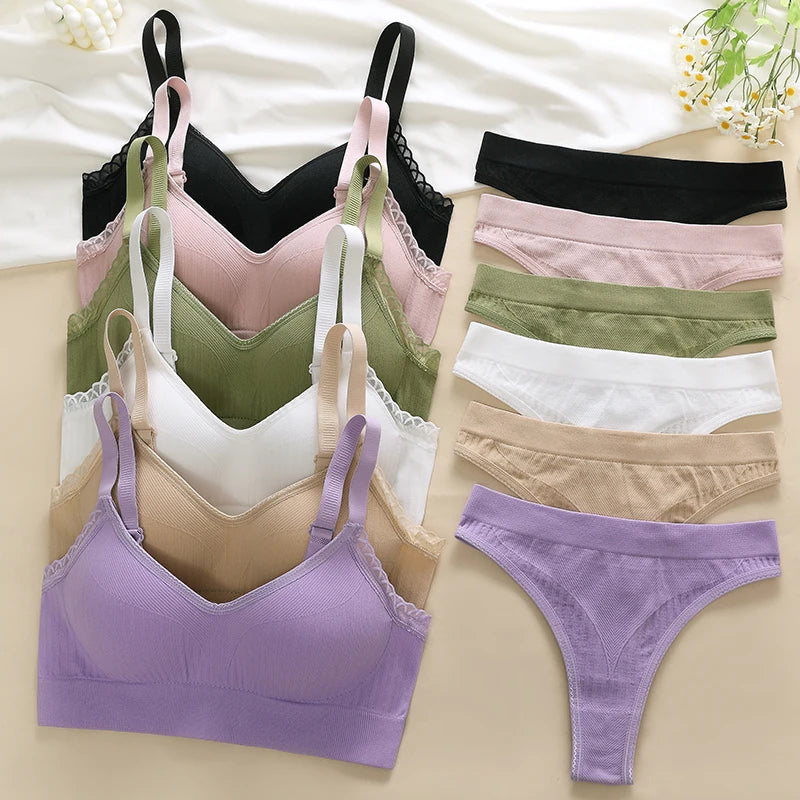 Women Sexy Lingerie Set Push Up Bras Set Solid Underwire Bra Everyday Underwear Panty Set