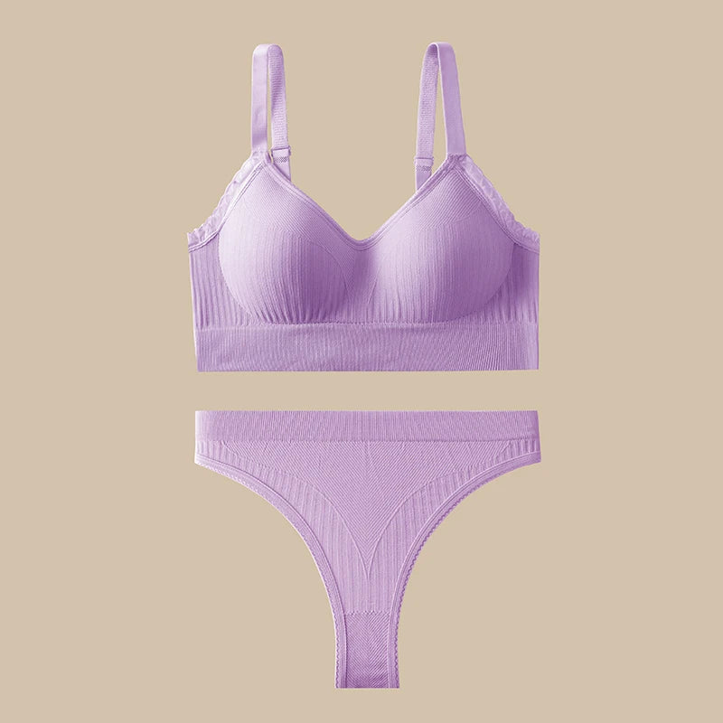 Women Sexy Lingerie Set Push Up Bras Set Solid Underwire Bra Everyday Underwear Panty Set