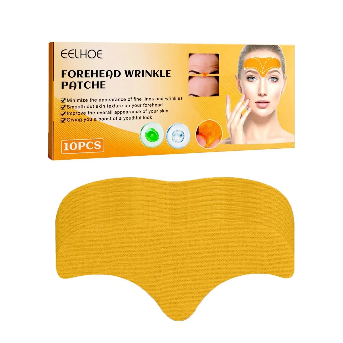 10pcs/box Forehead Wrinkle Patch Lightening Forehead Wrinkle Gel Patch Hydrolyzed Collagen Firming Mask Facial Skincare Stickers