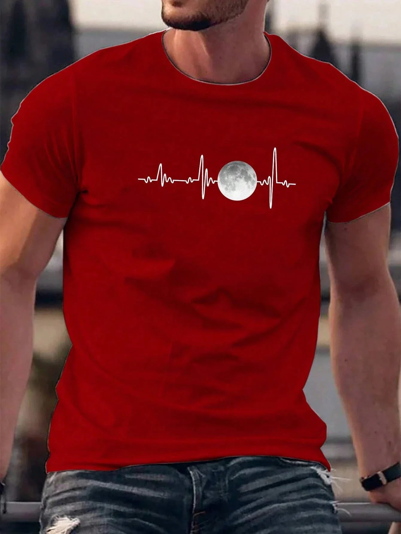 Moon Men Cotton T-shirt Luxury Brand Fashion Big Size Top Casual Short Sleeve Streetwear Classic Print New Arrival Tee S-4XL