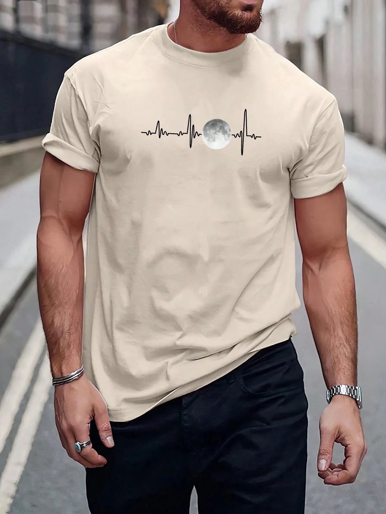 Moon Men Cotton T-shirt Luxury Brand Fashion Big Size Top Casual Short Sleeve Streetwear Classic Print New Arrival Tee S-4XL