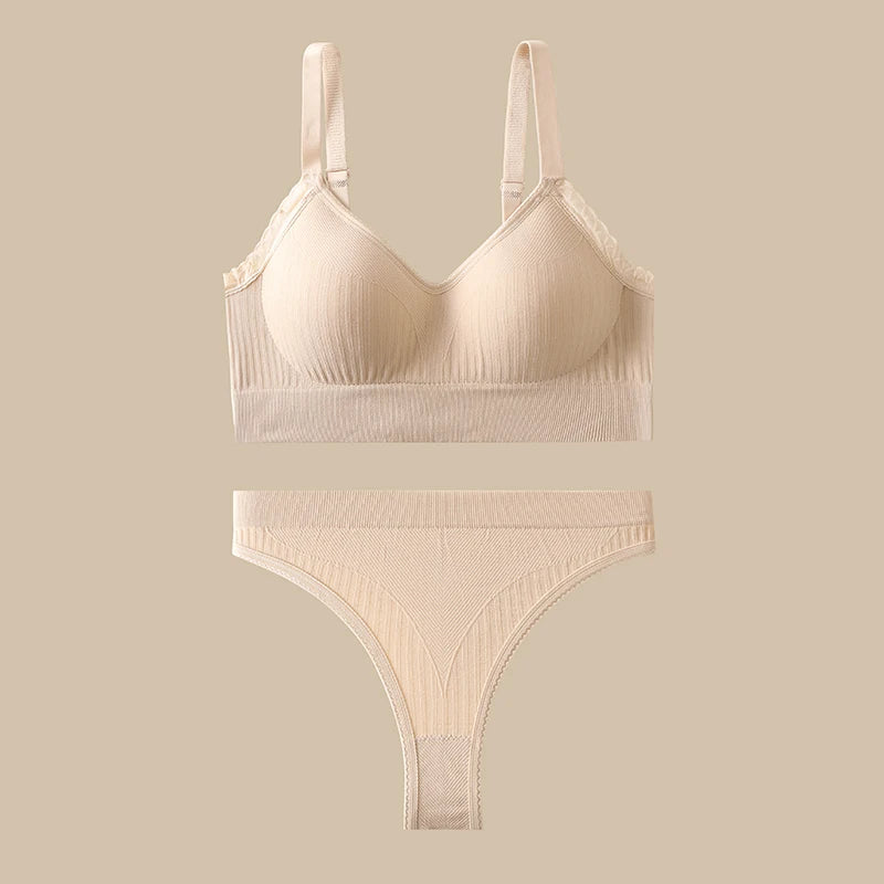 Women Sexy Lingerie Set Push Up Bras Set Solid Underwire Bra Everyday Underwear Panty Set