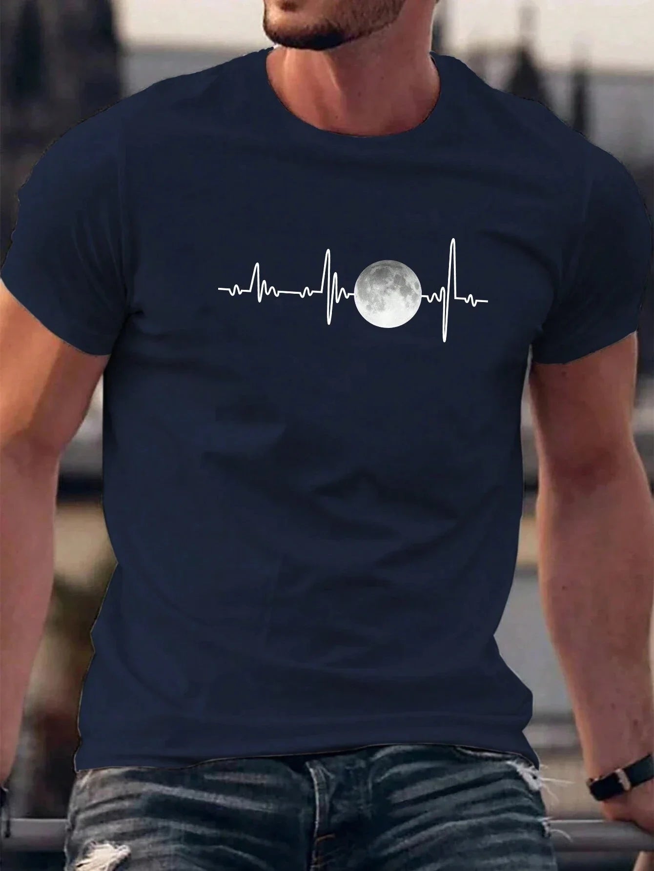 Moon Men Cotton T-shirt Luxury Brand Fashion Big Size Top Casual Short Sleeve Streetwear Classic Print New Arrival Tee S-4XL