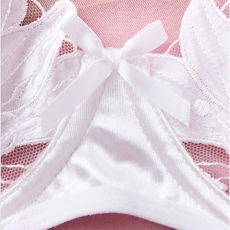 Sexy Lingerie Woman Lace Transparent Underwear Embroidery Brief Set Bra Kit Push Up Breves Sets Thin Erotic Bras New