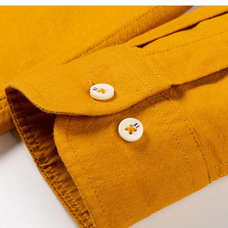 Spring and Autumn New Pure Cotton Stand Collar Oxford Spun Long Sleeve Shirt Japanese Casual No-Iron Fashion Men's Clothing