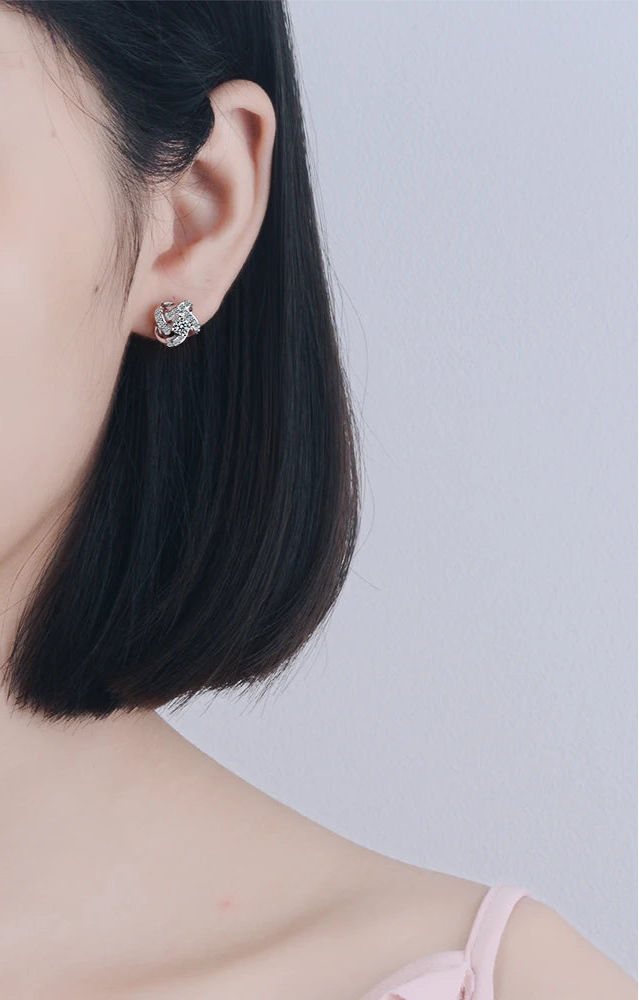 925 Sterling Silver Earrings For Women Sterling-silver-jewelry Zirconia Eternal Heart Twist Earrings Oorbellen S-e430