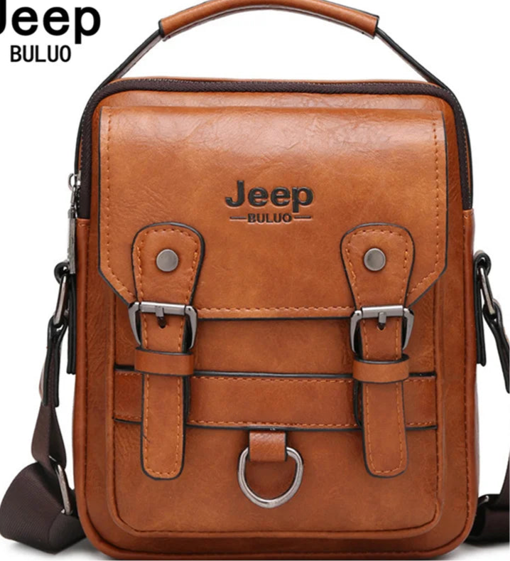 JEEP BULUO Multi-function Business Handbags Men New Man's Shoulder Bag Large Capacity Leather Messenger Bag Crossbody Big Brand