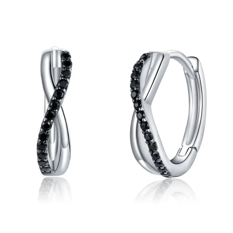 WOSTU 925 Sterling Silver European Simple CZ Ear Buckles Heart Hoop Earrings for Women Wedding Gift Minimalism Jewelry E737