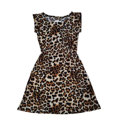 Women Summer Dresses Leopard Print Dress  Plus Size S-XXL Slim Beach Dress Girl High Quality Casual Mini Dress