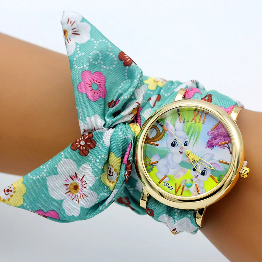 Shsby New Woman's Watch Fashion Luxury Ladies Quartz Wristwatch Top Brand Floral Cloth Bracelet Watch Flower Women Watches Reloj