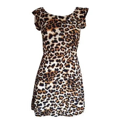 Women Summer Dresses Leopard Print Dress  Plus Size S-XXL Slim Beach Dress Girl High Quality Casual Mini Dress