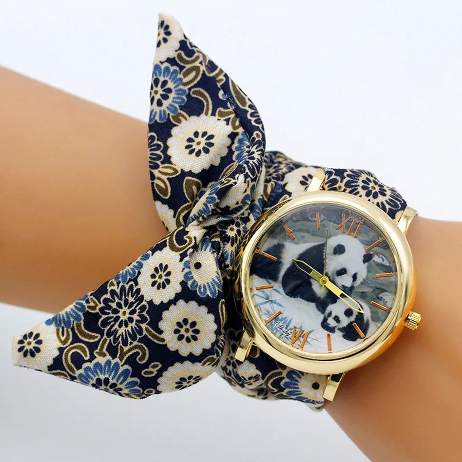 Shsby New Woman's Watch Fashion Luxury Ladies Quartz Wristwatch Top Brand Floral Cloth Bracelet Watch Flower Women Watches Reloj