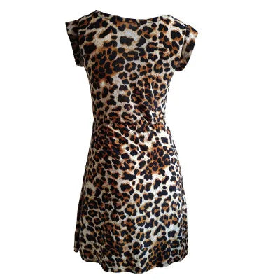 Women Summer Dresses Leopard Print Dress  Plus Size S-XXL Slim Beach Dress Girl High Quality Casual Mini Dress