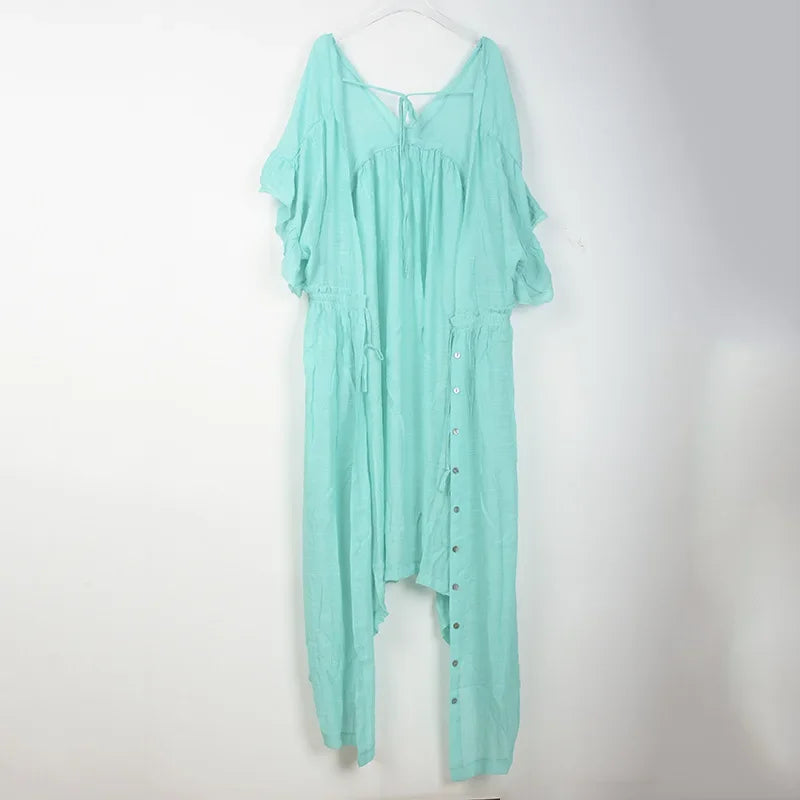 Sexy Bikini Cover-Ups Long White Tunic Casual Summer Beach Dress Elegant Women Clothes Beach Wear Swim Suit Cover Up