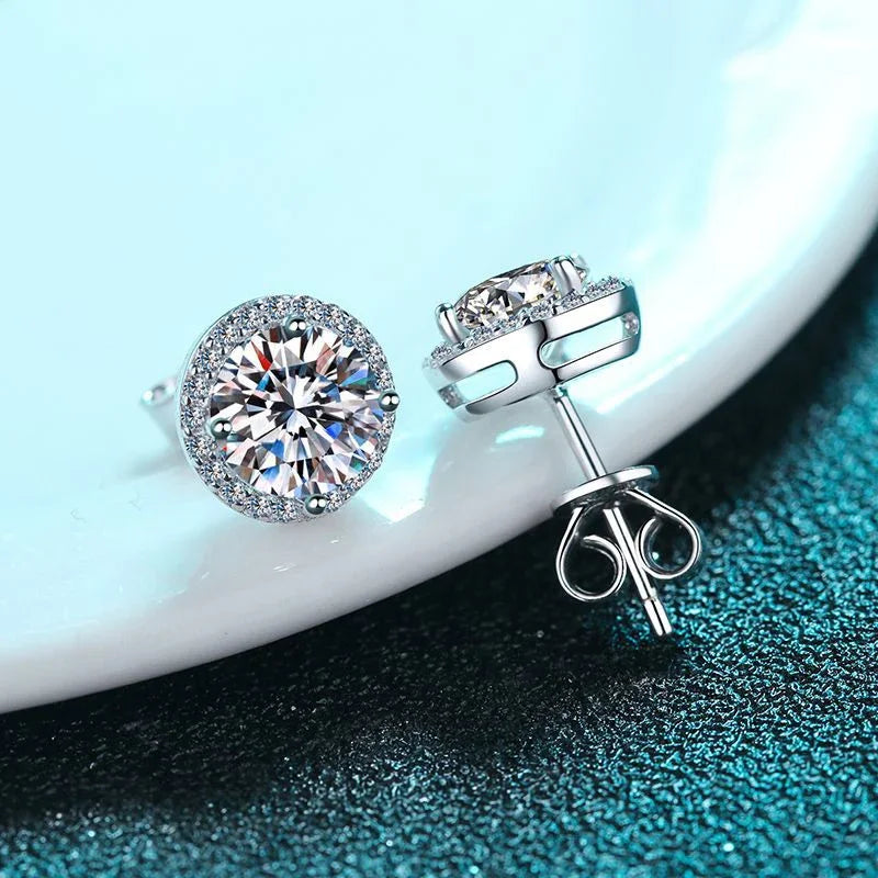 Sterling Silver White Gold Plated Diamond Earring Ear Studs Wedding Fine Jewelry Sterling Silver earrings