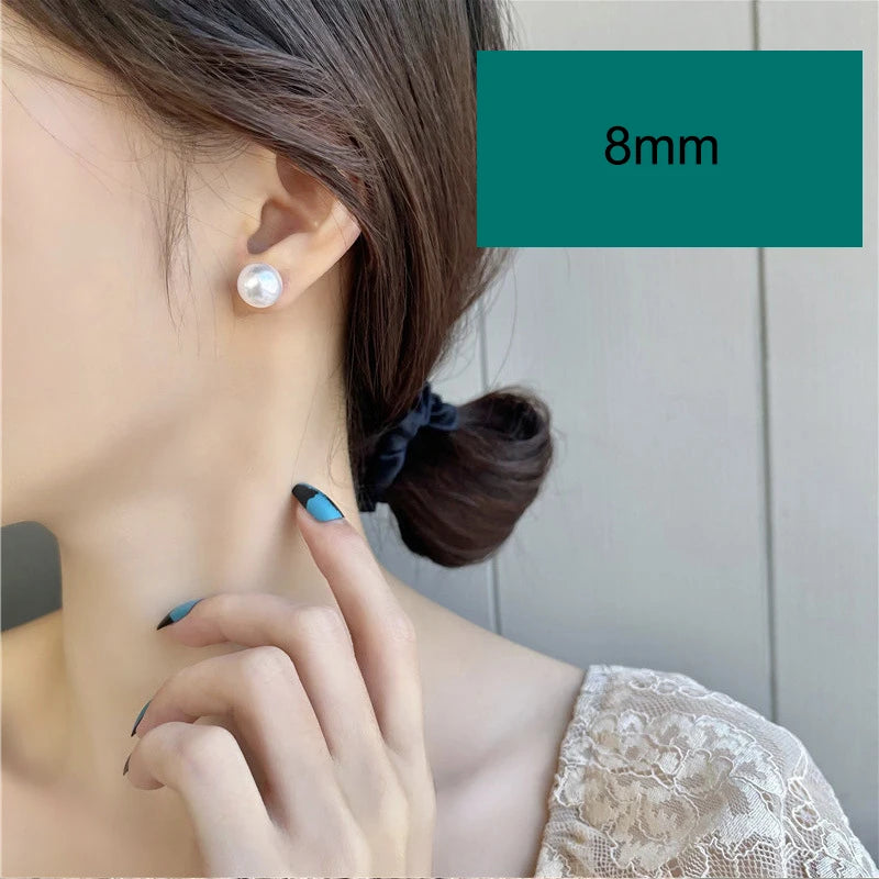 925 Sterling Silver Women's New High Quality Jewelry Pearl Stud Earrings XY0197