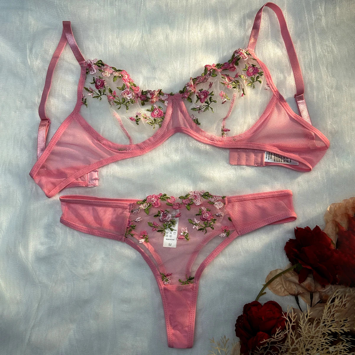 Yellow Sexy Lingerie Woman Lace Transparent Underwear Fairy Embroidery Brief Sets Delicate Bra Kit Push Up Erotic Breves Set