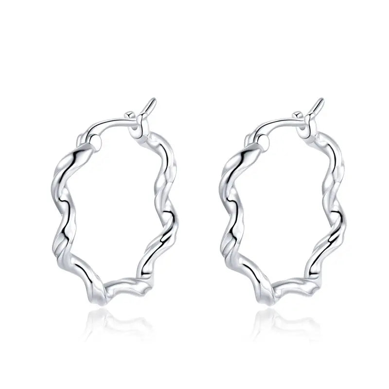 WOSTU 925 Sterling Silver European Simple CZ Ear Buckles Heart Hoop Earrings for Women Wedding Gift Minimalism Jewelry E737