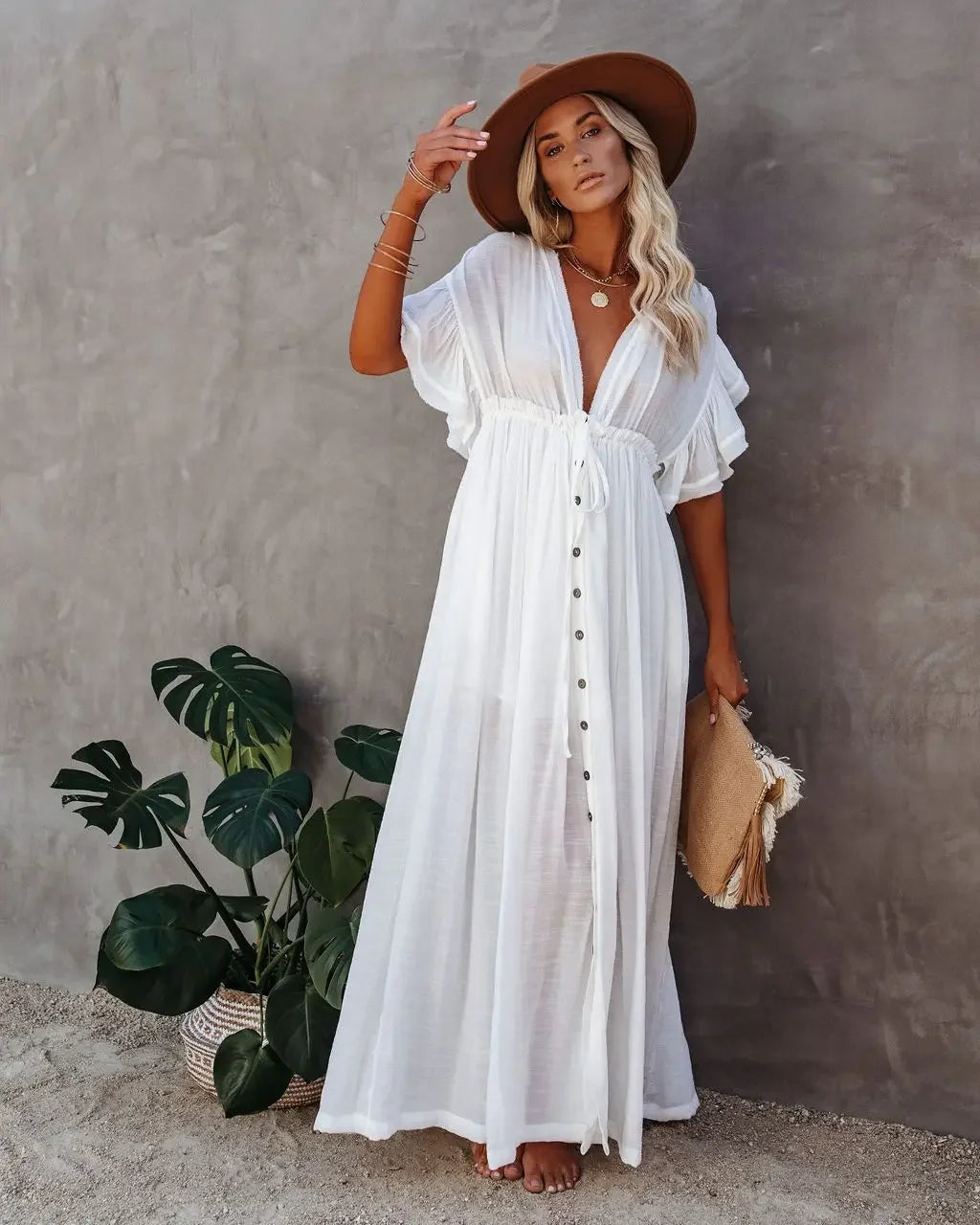 Sexy Bikini Cover-Ups Long White Tunic Casual Summer Beach Dress Elegant Women Clothes Beach Wear Swim Suit Cover Up