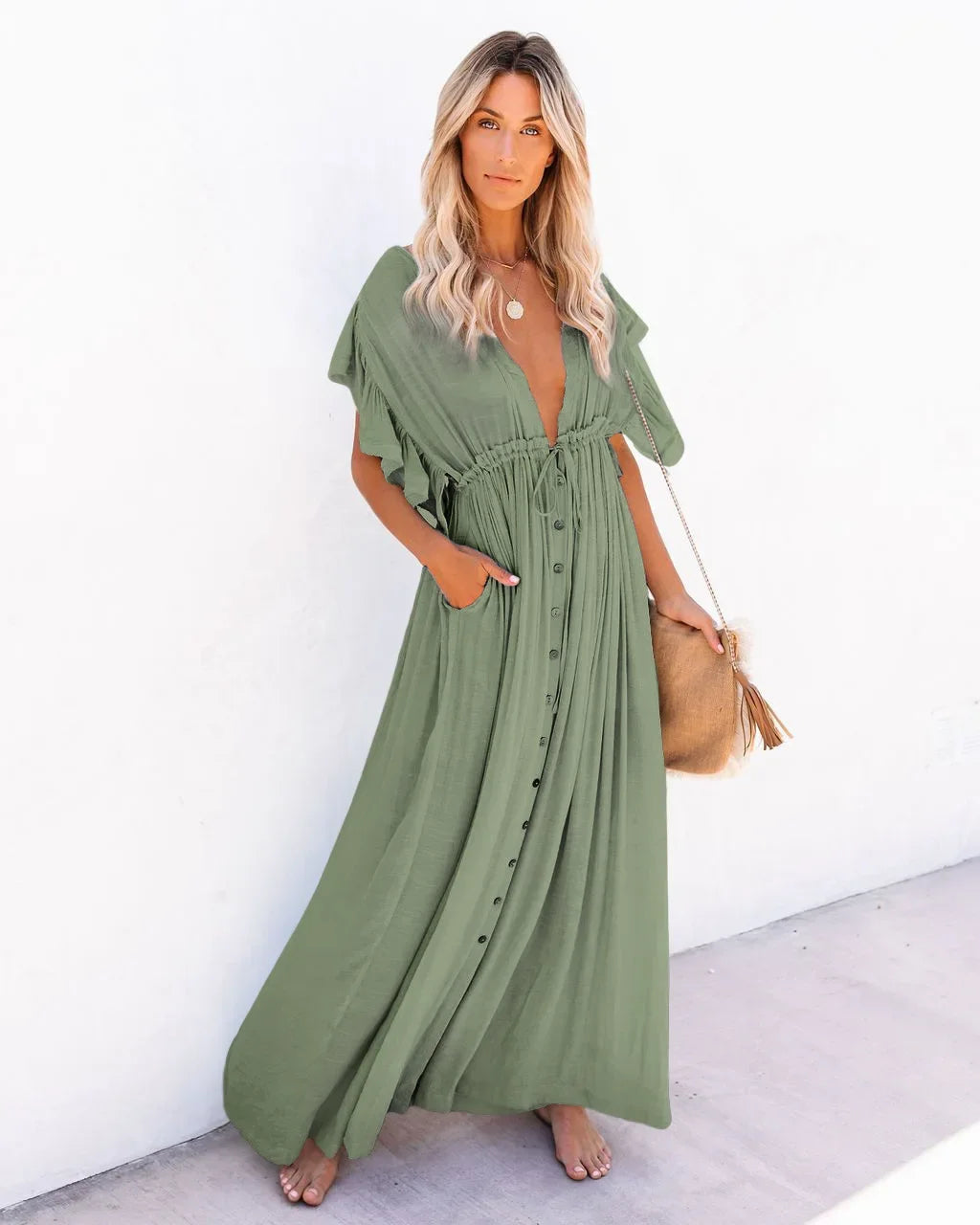 Sexy Bikini Cover-Ups Long White Tunic Casual Summer Beach Dress Elegant Women Clothes Beach Wear Swim Suit Cover Up