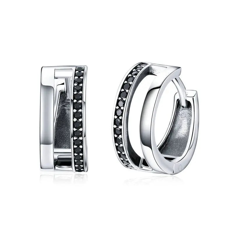 WOSTU 925 Sterling Silver European Simple CZ Ear Buckles Heart Hoop Earrings for Women Wedding Gift Minimalism Jewelry E737