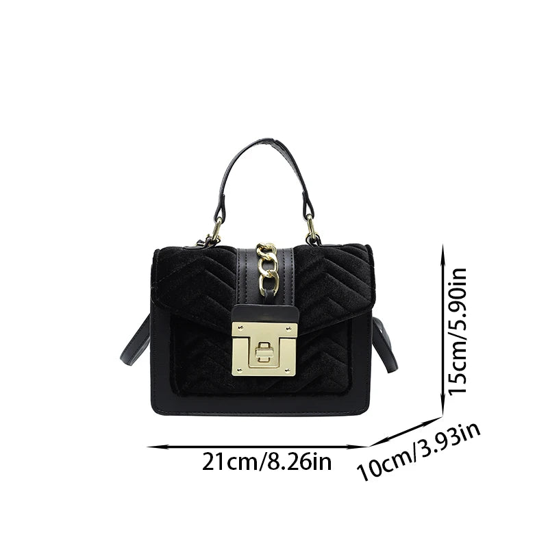Autumn and Winter Gold Velvet Texture Versatile Small Square Bag Handbag Shoulder Bag Cross-body Women's Bag
