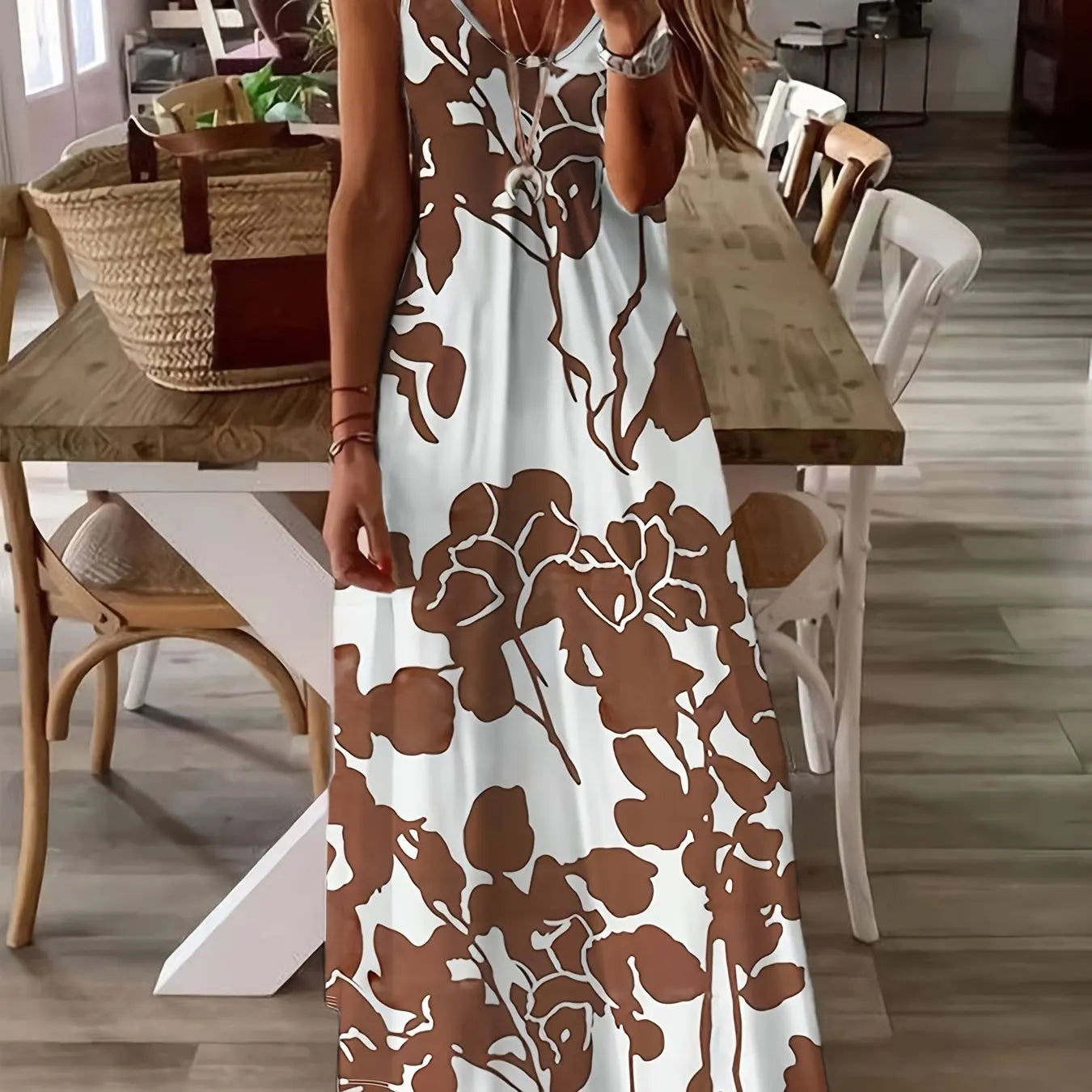 Summer Gradient Splash Print Women's Suspender Dress Long A-Line Casual Dress Women's Elegant New Spring Loose Beach Clothes