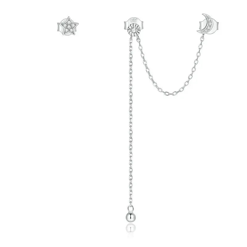 WOSTU 925 Sterling Silver European Simple CZ Ear Buckles Heart Hoop Earrings for Women Wedding Gift Minimalism Jewelry E737