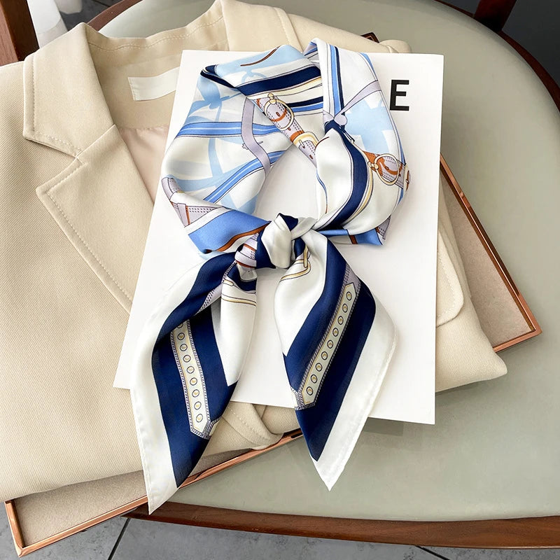Neckerchief Female Luxury Square Scarf for Women Silk Shawl Satin Hijab Fashion Wraps Hair Bands Ribbon Headband Bandana