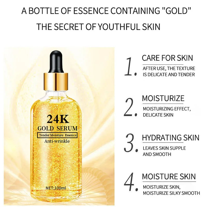100ml 24k Gold Hyaluronic Acid Face Essence Moisturizing and Skin Repair Face Essence