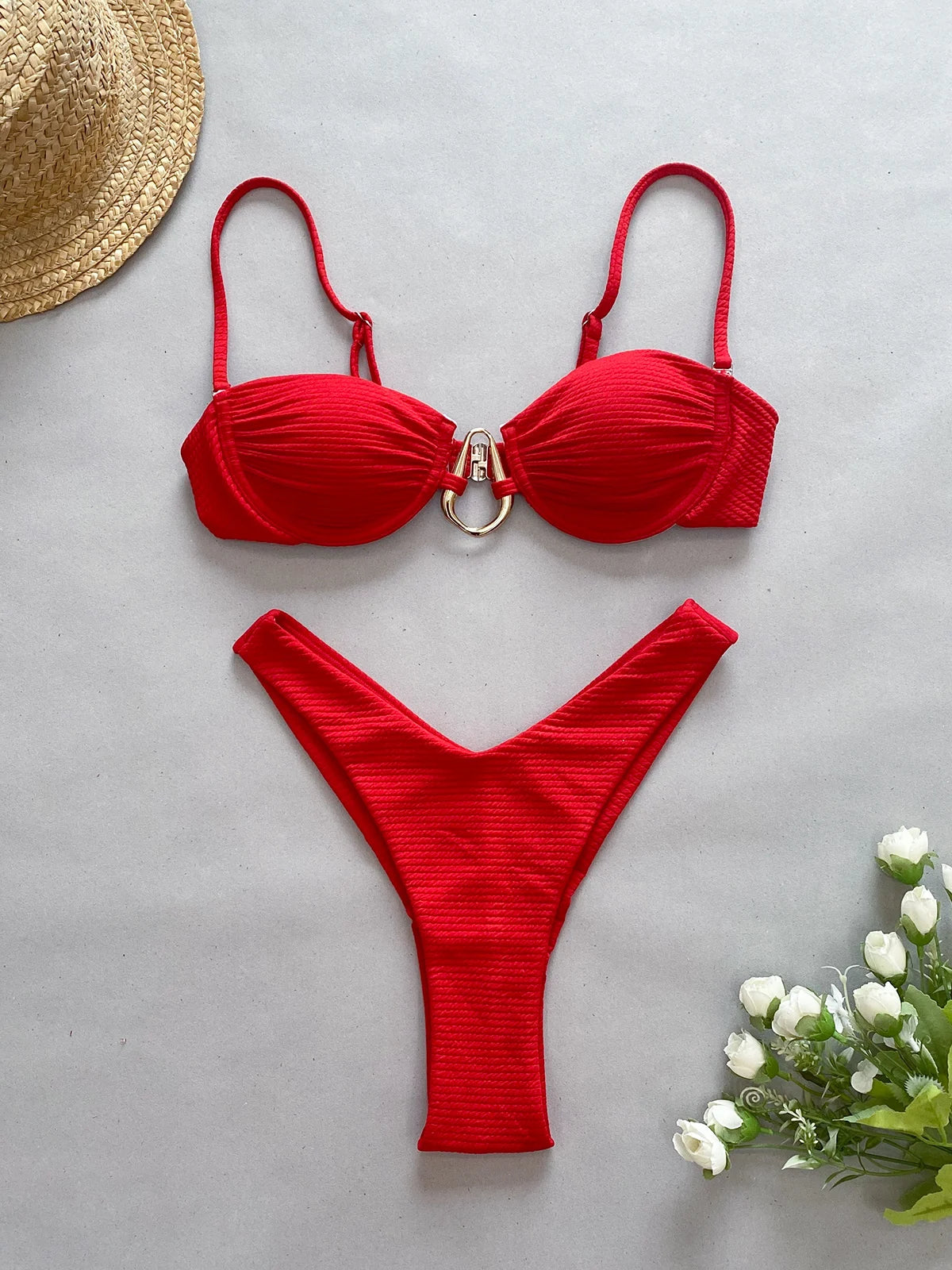 Push Up Bikini 2024 Sexy Women Swimsuit Female Swimwear Sexy Bikini Set Brazilian Biquini Swimming Suit Solid Shiny Beachwear