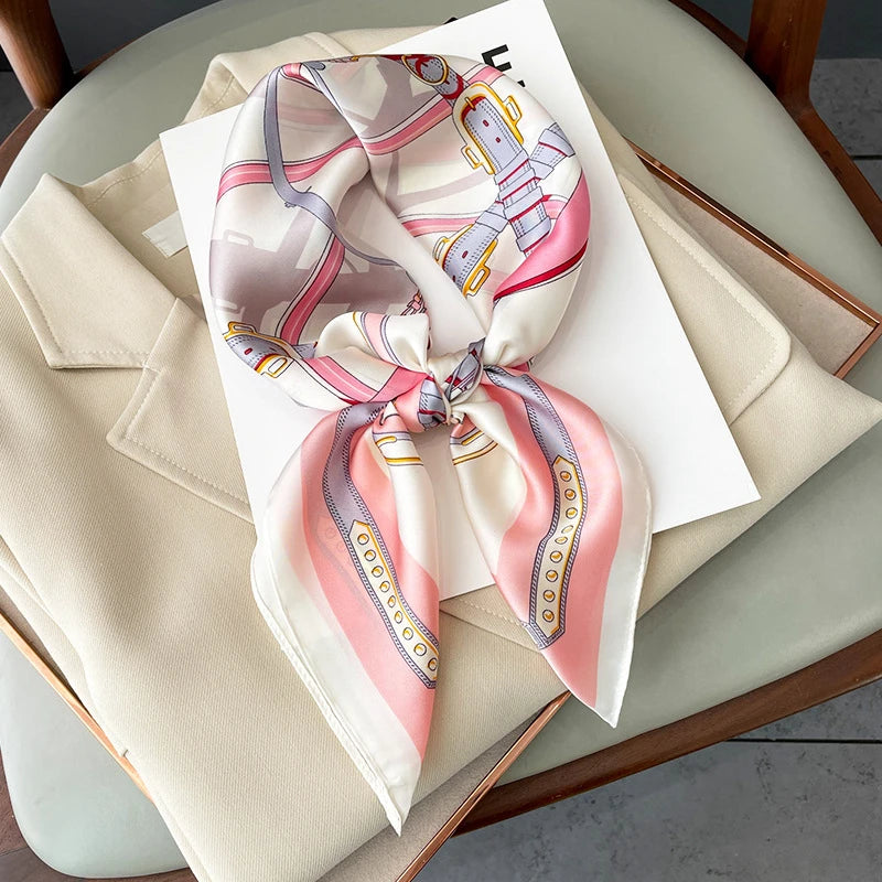 Neckerchief Female Luxury Square Scarf for Women Silk Shawl Satin Hijab Fashion Wraps Hair Bands Ribbon Headband Bandana