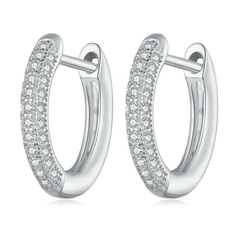 WOSTU 925 Sterling Silver European Simple CZ Ear Buckles Heart Hoop Earrings for Women Wedding Gift Minimalism Jewelry E737