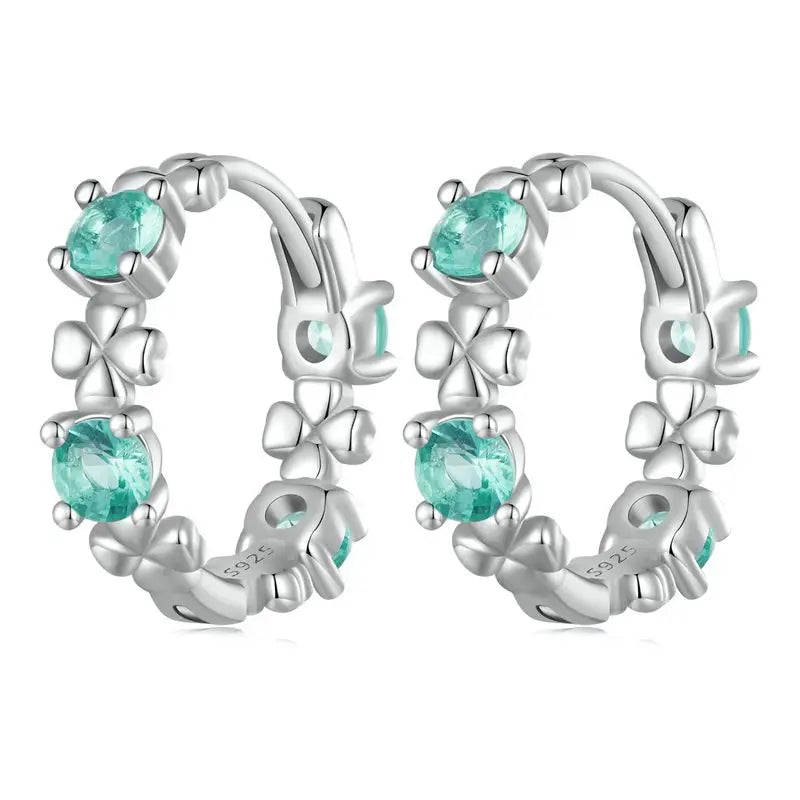 WOSTU 925 Sterling Silver European Simple CZ Ear Buckles Heart Hoop Earrings for Women Wedding Gift Minimalism Jewelry E737