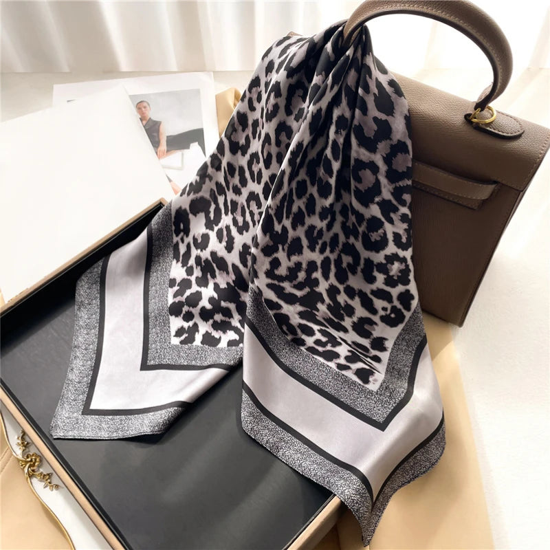 Neckerchief Female Luxury Square Scarf for Women Silk Shawl Satin Hijab Fashion Wraps Hair Bands Ribbon Headband Bandana