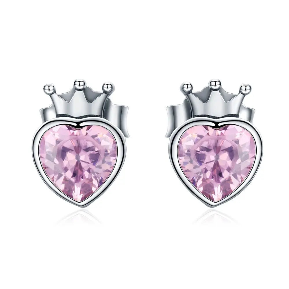 WOSTU 925 Sterling Silver European Simple CZ Ear Buckles Heart Hoop Earrings for Women Wedding Gift Minimalism Jewelry E737
