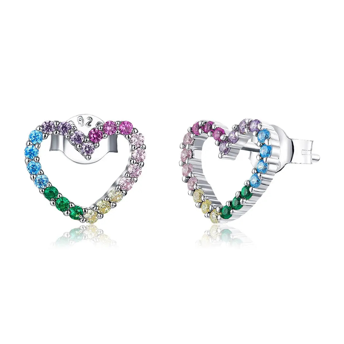 WOSTU 925 Sterling Silver European Simple CZ Ear Buckles Heart Hoop Earrings for Women Wedding Gift Minimalism Jewelry E737