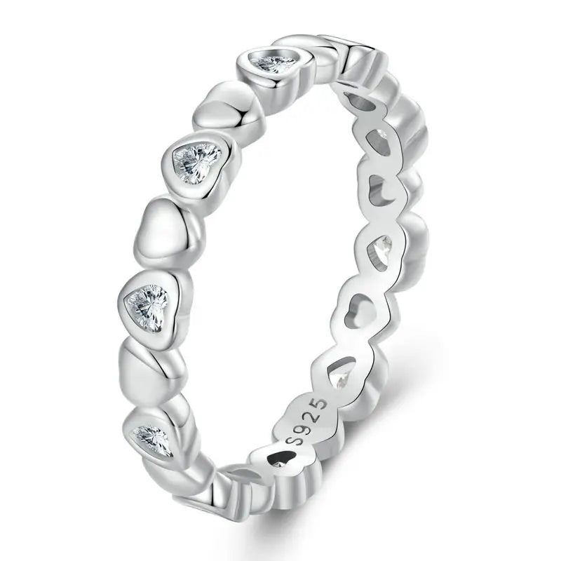 WOSTU 925 Sterling Silver European Simple CZ Ear Buckles Heart Hoop Earrings for Women Wedding Gift Minimalism Jewelry E737