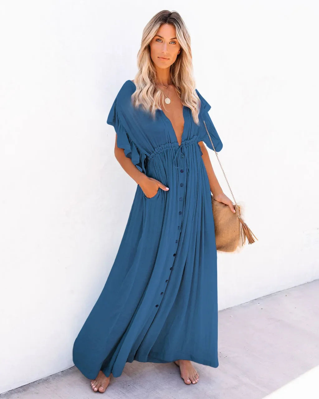 Sexy Bikini Cover-Ups Long White Tunic Casual Summer Beach Dress Elegant Women Clothes Beach Wear Swim Suit Cover Up