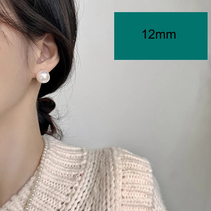 925 Sterling Silver Women's New High Quality Jewelry Pearl Stud Earrings XY0197