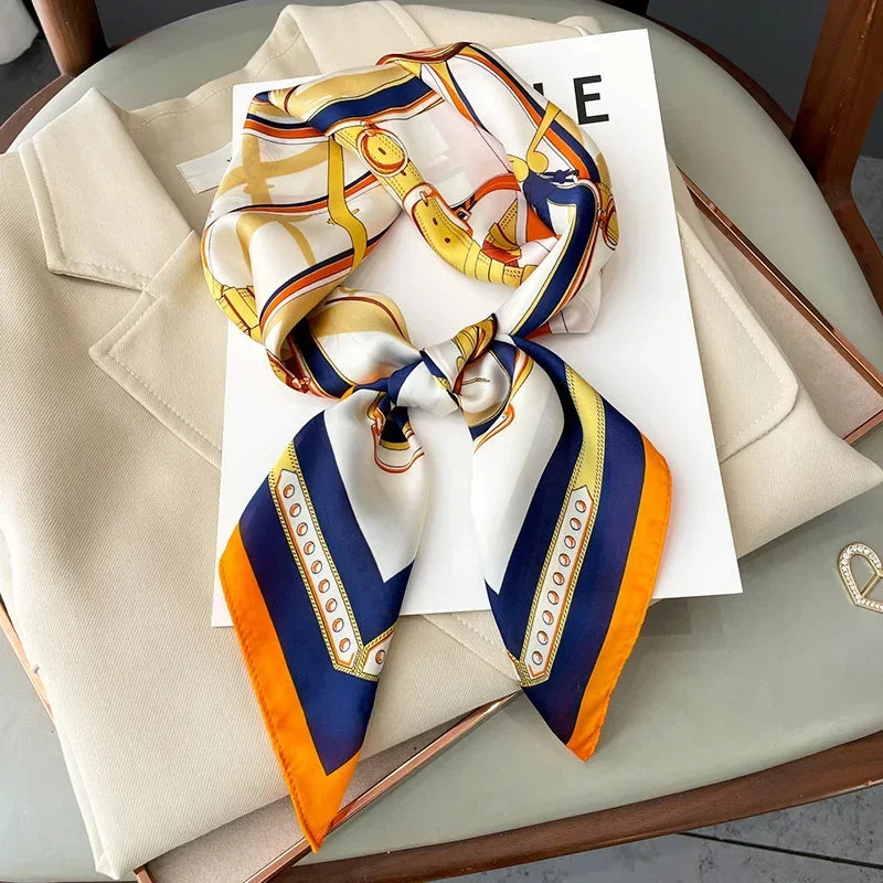 Neckerchief Female Luxury Square Scarf for Women Silk Shawl Satin Hijab Fashion Wraps Hair Bands Ribbon Headband Bandana