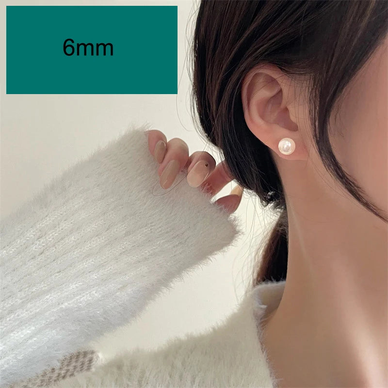 925 Sterling Silver Women's New High Quality Jewelry Pearl Stud Earrings XY0197