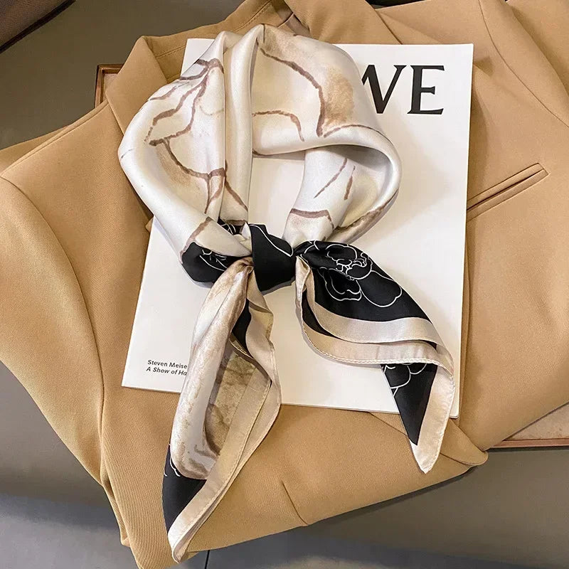 Neckerchief Female Luxury Square Scarf for Women Silk Shawl Satin Hijab Fashion Wraps Hair Bands Ribbon Headband Bandana