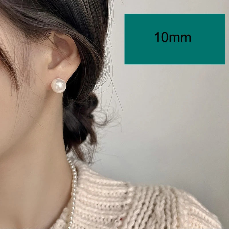 925 Sterling Silver Women's New High Quality Jewelry Pearl Stud Earrings XY0197